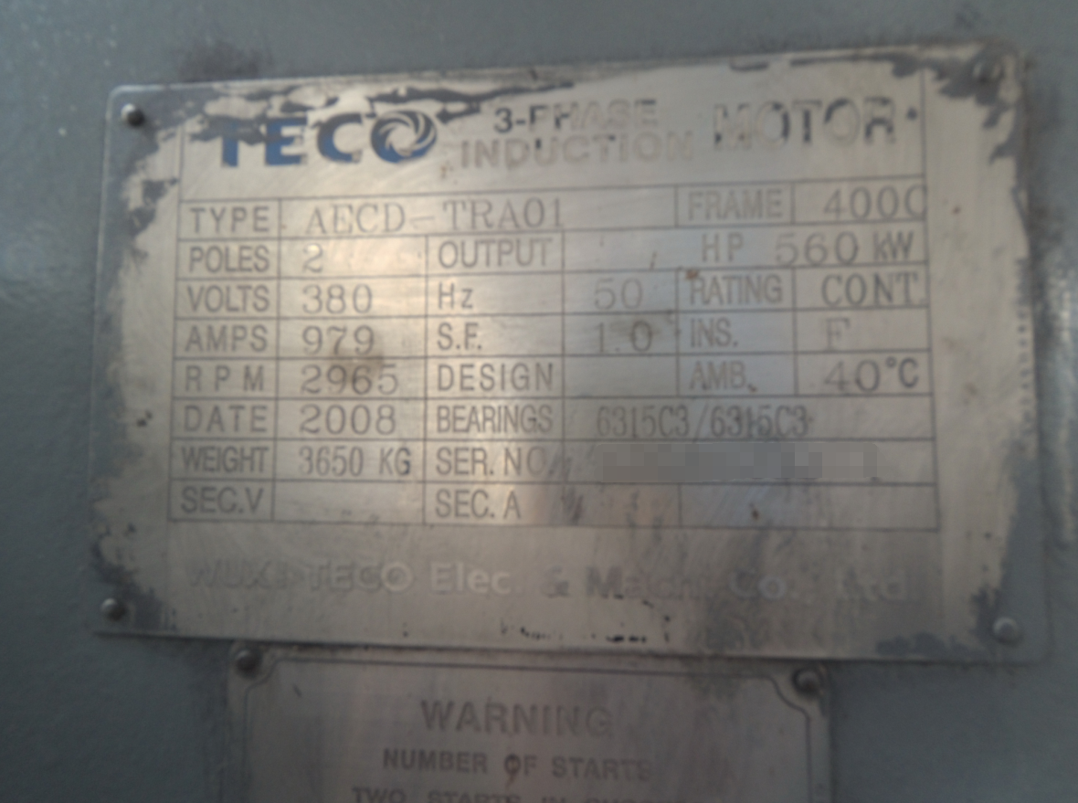 東元08年出廠大功率電機維修保養(yǎng) - TECO東元電機 | 變頻器·伺服電機·減速機·電機解決方案