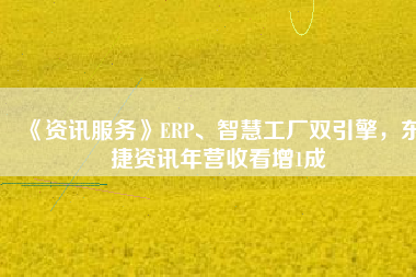《資訊服務(wù)》ERP、智慧工廠雙引擎，東捷資訊年?duì)I收看增1成