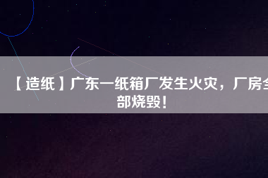 【造紙】廣東一紙箱廠發(fā)生火災，廠房全部燒毀！