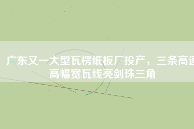 廣東又一大型瓦楞紙板廠投產(chǎn)，三條高速高幅寬瓦線亮劍珠三角