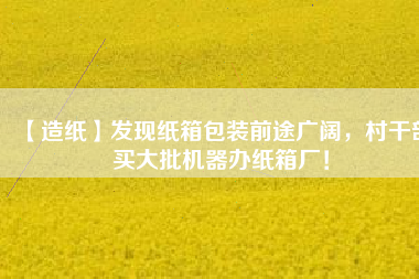 【造紙】發(fā)現(xiàn)紙箱包裝前途廣闊，村干部買大批機(jī)器辦紙箱廠！