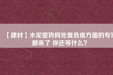 【建材】水泥窯協(xié)同處置危廢方面的專家都來了 你還等什么？