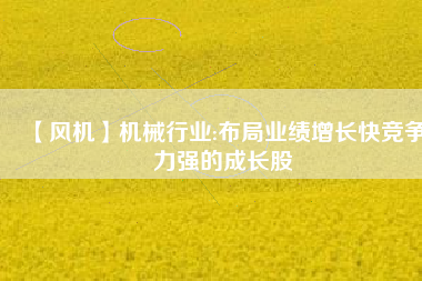 【風(fēng)機】機械行業(yè):布局業(yè)績增長快競爭力強的成長股