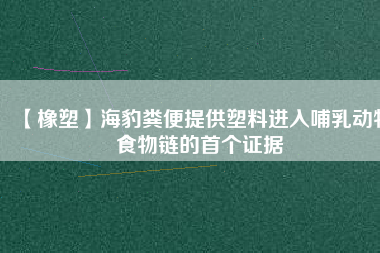 【橡塑】海豹糞便提供塑料進(jìn)入哺乳動物食物鏈的首個(gè)證據(jù)