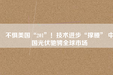 不懼美國(guó)“201”！技術(shù)進(jìn)步“撐腰” 中國(guó)光伏馳騁全球市場(chǎng)