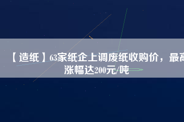 【造紙】63家紙企上調(diào)廢紙收購價，最高漲幅達200元/噸