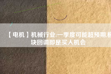 【電機(jī)】機(jī)械行業(yè):一季度可能超預(yù)期,板塊回調(diào)即是買入機(jī)會
          