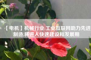 【電機】機械行業(yè):工業(yè)互聯(lián)網(wǎng)助力先進制造,將進入快速建設(shè)和發(fā)展期